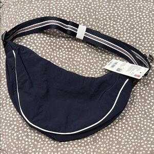Uniqlo Round Mini Crossbody Bag - Navy with White Stripe